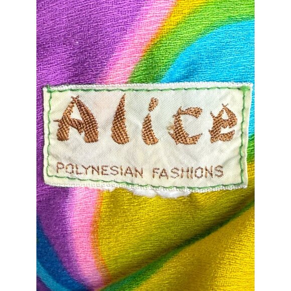 Vintage 1960s Psychedelic Butterfly Maxi Dress Alice Polynesian Fashions Size XS - Picture 11 of 13